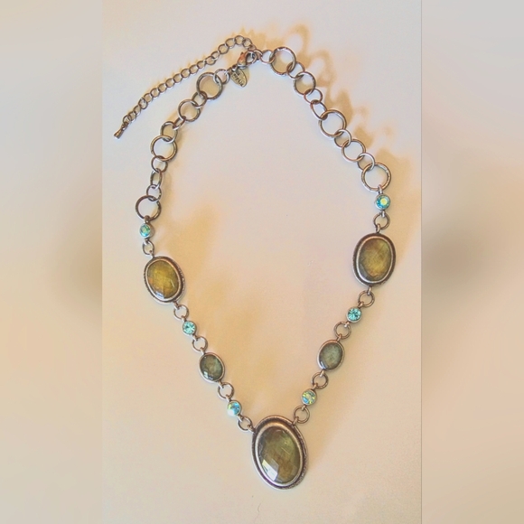 Lia Sophia Jewelry - Vintage 2008 Lia Sophia "Serenity" Silver and Green Necklace